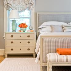 Serene Master Bedroom With Orange and Blue Accents