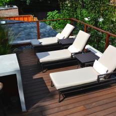 Contemporary Roof Deck With White Outdoor Chairs 