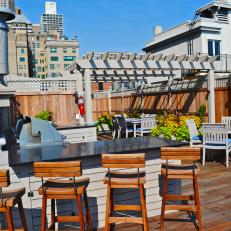 Historic Roof Deck With Outdoor Bar Area