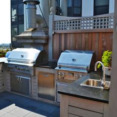 Contemporary Outdoor Kitchen on Historic Roof Deck