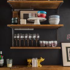 Rustic Wine Bar With Open Shelving