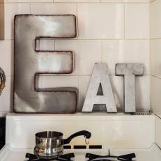 Individual Metal Letters Above Stove