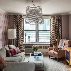 Bohemian Living Room With Striking Modern Light Fixture