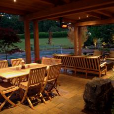 Transitional Covered Patio Outdoor Dining Area