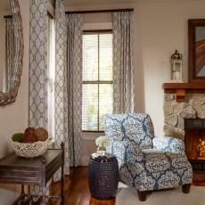 Neutral Transitional Living Room Full of Texture and Pattern