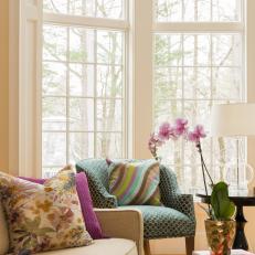 Teal Patterned Armchair by the Window