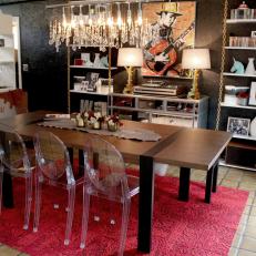 Eclectic Neutral Rock 'n' Roll-Themed Dining Room