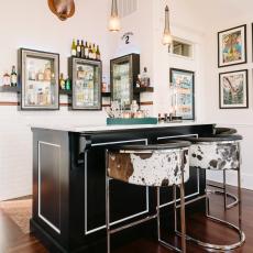 Eclectic Bar With Vintage Cabinets