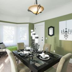 Transitional Green Dining Room 