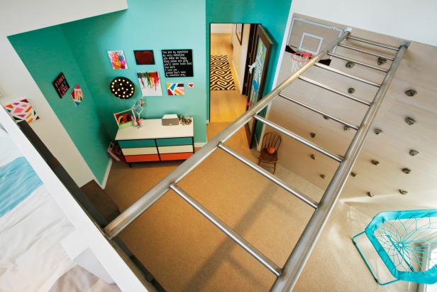 Modern Kid S Room With Rock Climbing Wall Jungle Gym Hgtv