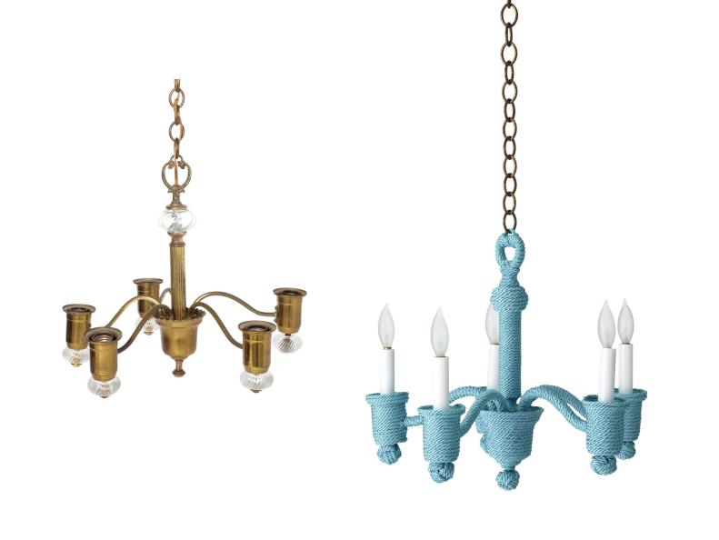 before and after chandelier makeover