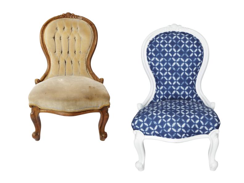 updated blue and white chair