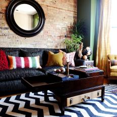Snazzy Eclectic Living Room With Folding Coffee Table
