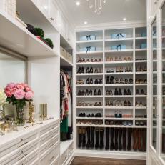 Spacious Walk-In Closet High on Storage and Style