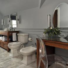 Luxurious Spa Bathroom With Makeup Dresser