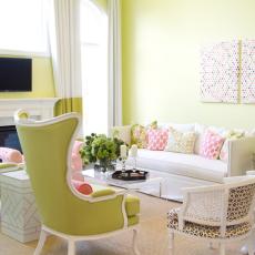 Lively Eclectic Green Living Room
