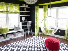 Bold Black Contemporary Teen Study With Green Accents