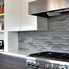 Gray Tiled Backsplash in Sleek and Stylish Kitchen