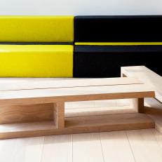 Modern Living Room with Black & Yellow Couch 