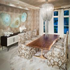 Contemporary Beige Dining Room With Coastal Accessories