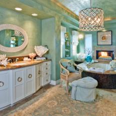 Luxury Blue-Green Coastal Bathroom With Mediterranean Flair