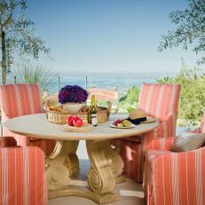 Elegant Outdoor Dining With Striped Chairs