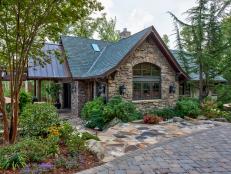 Rustic Guest House Stone Exterior and Walkway