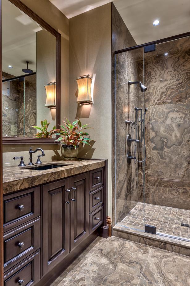 Luxurious Marble Bathroom With Glass Enclosed Shower | HGTV