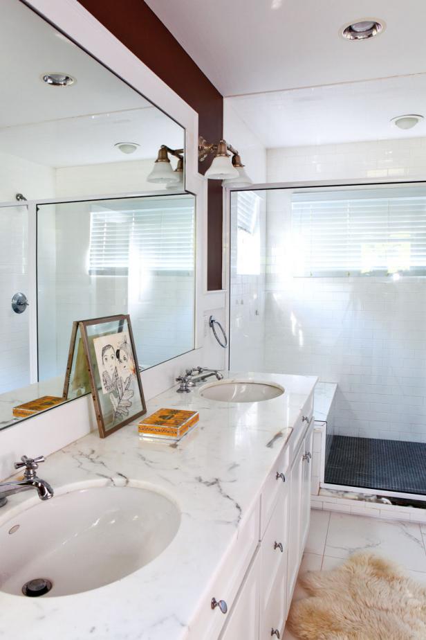 Transitional White Bathroom with Marble Vanity HGTV
