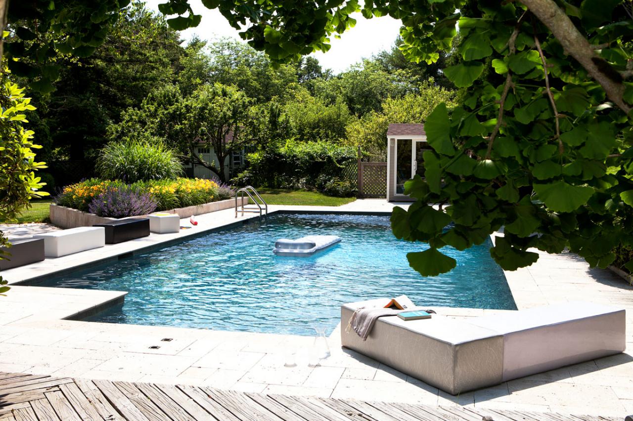 Backyard Pool with Stone Tile Patio | HGTV
