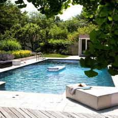 Backyard Pool with Stone Tile Patio