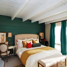 Photos Hgtv Transitional Bedroom With Green Wall And White Ceiling Beams