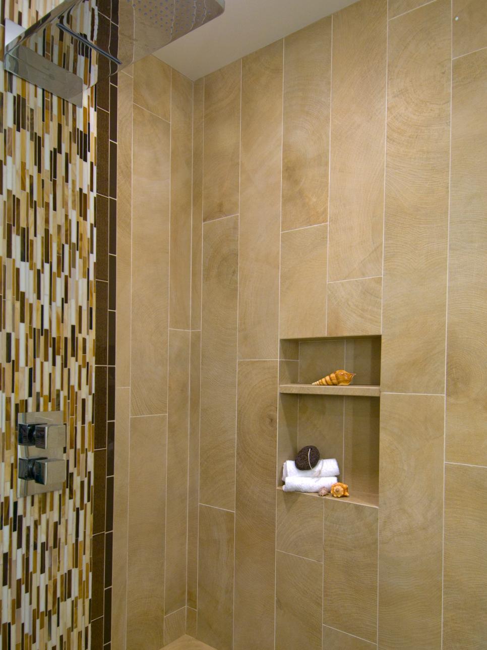 shower mosaic modern niche tiles vertical hgtv tile walker neutral