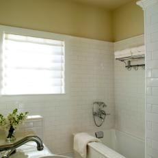 Traditional Bathroom with White Subway Tiles