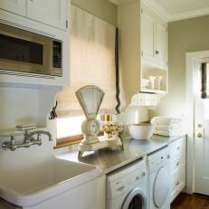 Neutral Country Kitchen With Laundry Area 