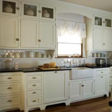 Cottage Kitchen with Antique White Shaker Cabinets