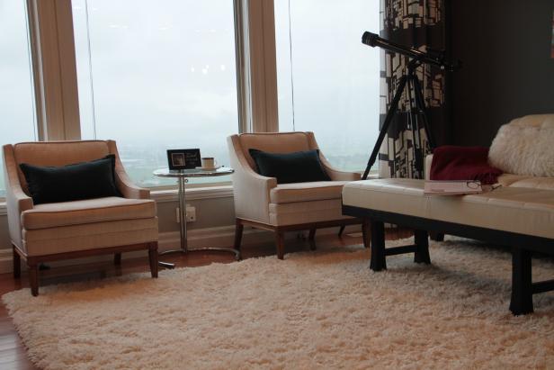 Comfy Living Room With White Shag Rug | HGTV