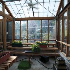 Large Greenhouse With Ventilation System and Wood Beams