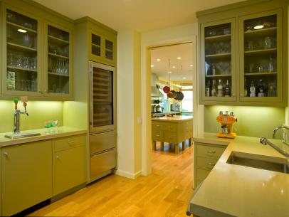 Modern Butler S Pantry With Green Cabinets Hgtv