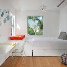 Modern White Teen Bedroom With Sleek Floating Desk