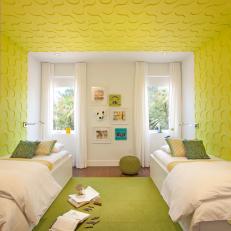 Modern Kids' Bedroom With Yellow Textured Walls