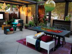 Eclectic Patio Courtyard With Colorful Textiles