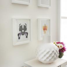Contemporary Gallery Wall of White-Framed Rorschach Prints