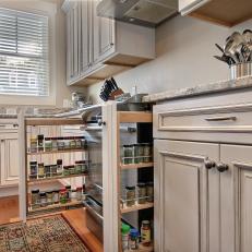 Sliding Spice Rack Doors in Country Kitchen