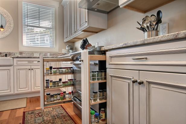 Sliding Spice Rack Doors In Country Kitchen Hgtv