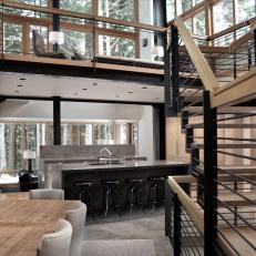 Modern Cabin Features Open Stairs & Streamlined Kitchen