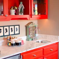 Built-In Contemporary Wet Bar Features Bold Paint Treatment