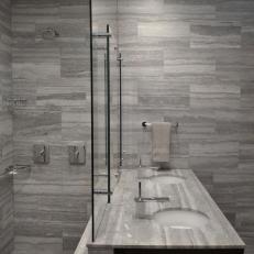 Modern Bathroom With Stunning Gray Tile Walls