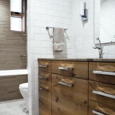 Natural Wood Vanity Adds Rusticity to Modern Bathroom