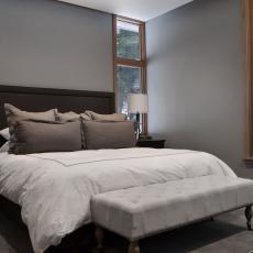 Gray Contemporary Master Bedroom Echoes Alaskan Landscape